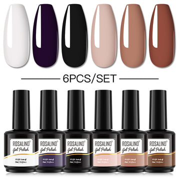 ROSALIND Gel Nail Polish 6Pcs/Set For Manicure Nails Art UV Gel Need Base Top Coat Vernis Semi permanent Nail Polish 15ML